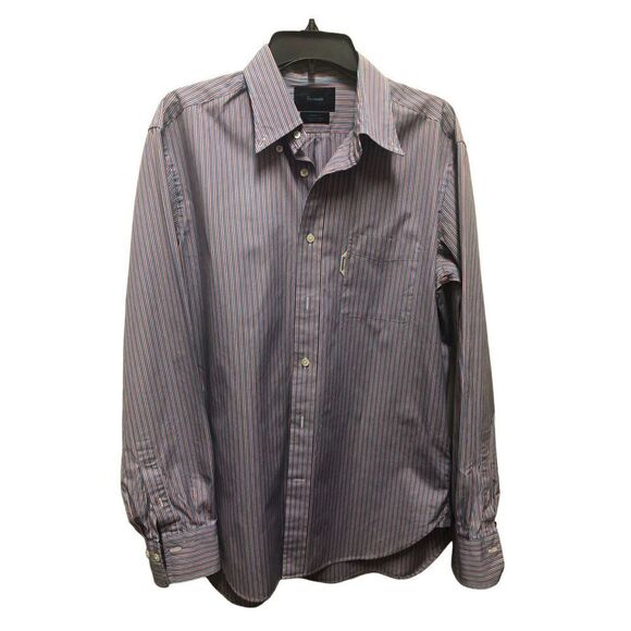 Faconnable Men’s Red and Blue Vertical Stripped Formal Casual Long Sleeve Button - Picture 1 of 8